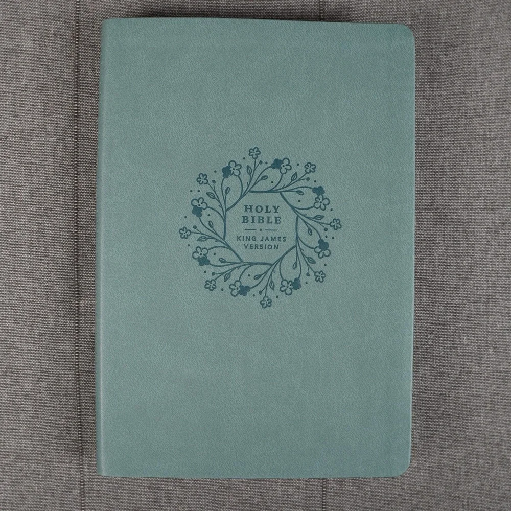 Soft Touch Bible KJV Large Print Premium Value Thinline Floral Embossed Teal